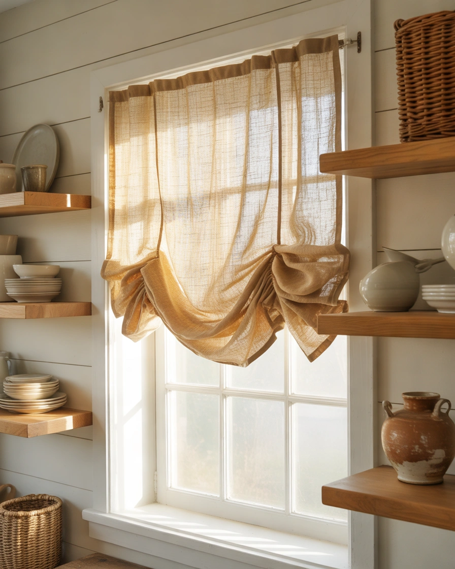 Natural Linen Farmhouse Valance