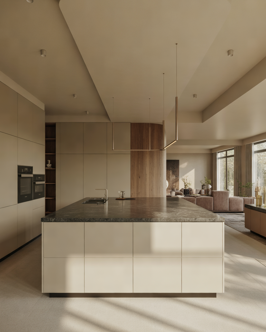 Open-Kitchen-With-Island-and-Hidden-Appliances-for-a-Seamless-Look