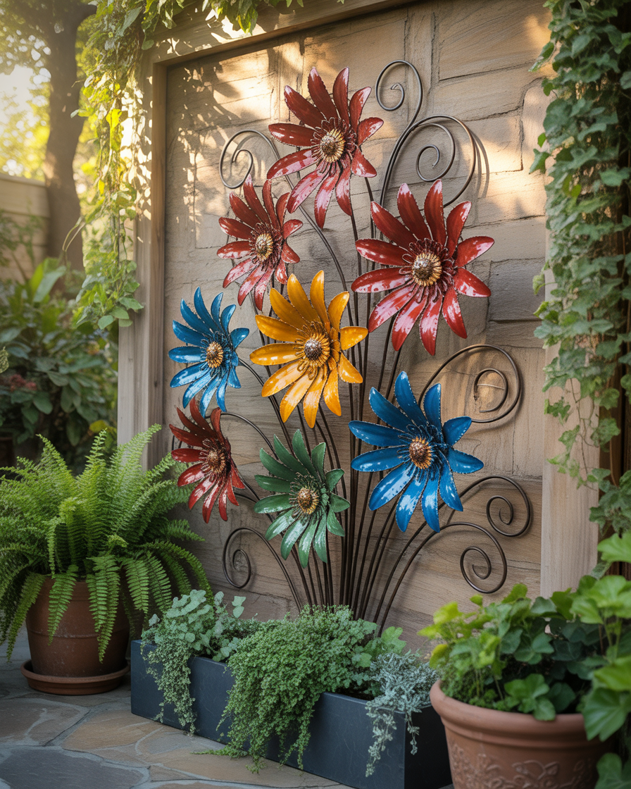 Outdoor-Metal-Flower-Wall-Decor-for-a-Colorful-Garden-Accent