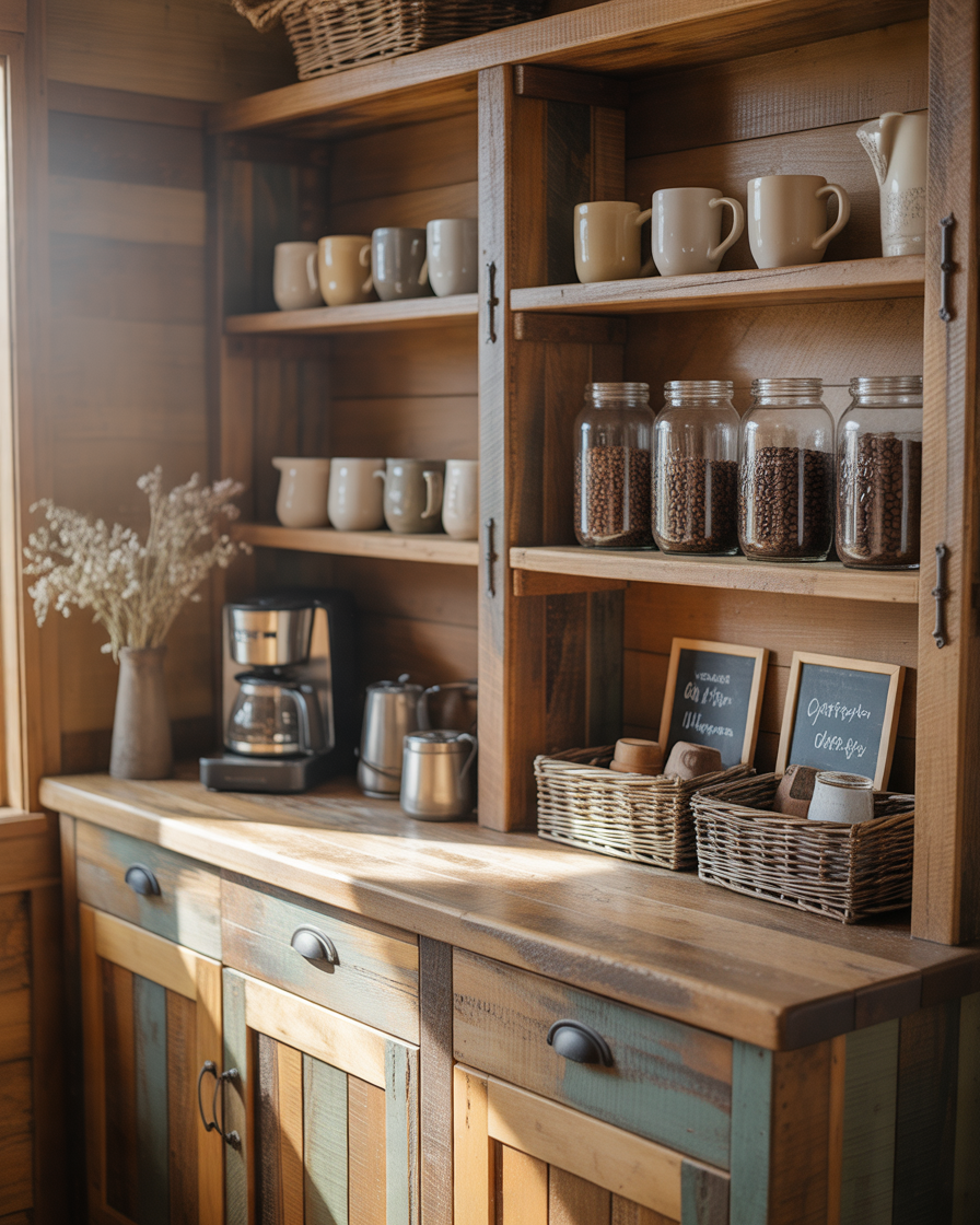 Rustic-Farmhouse-Coffee-Bar-Cabinet-with-Warm-Vintage-Charm