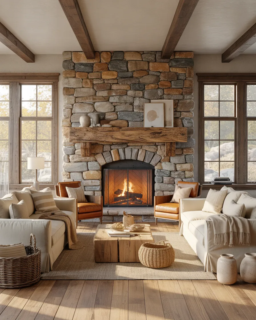 Rustic-Natural-Stone-Fireplace-for-a-Cozy-Living-Room