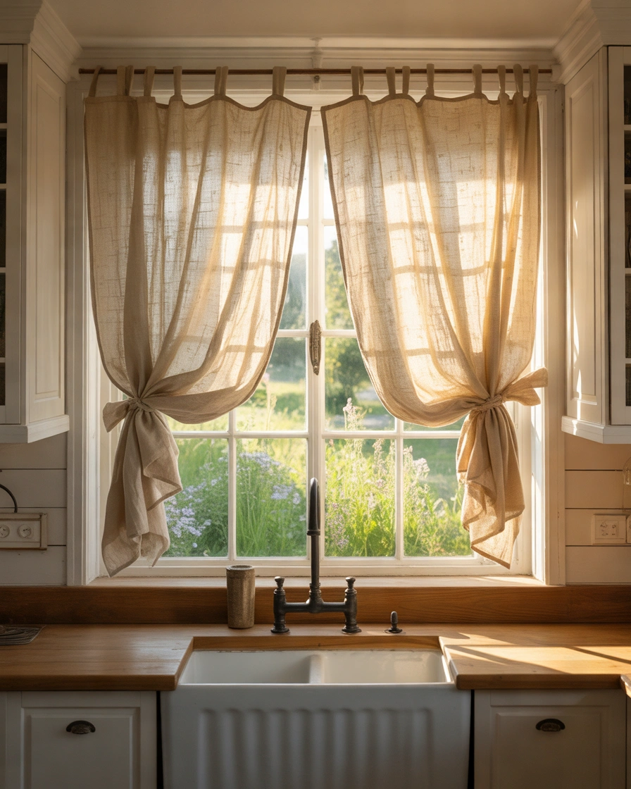 Rustic Tie Up Farmhouse Valance