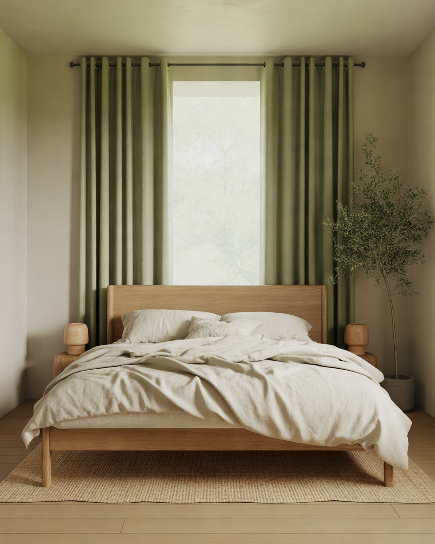 Sage-Green-Blackout-Curtains-for-a-Nature-Inspired-Bedroom