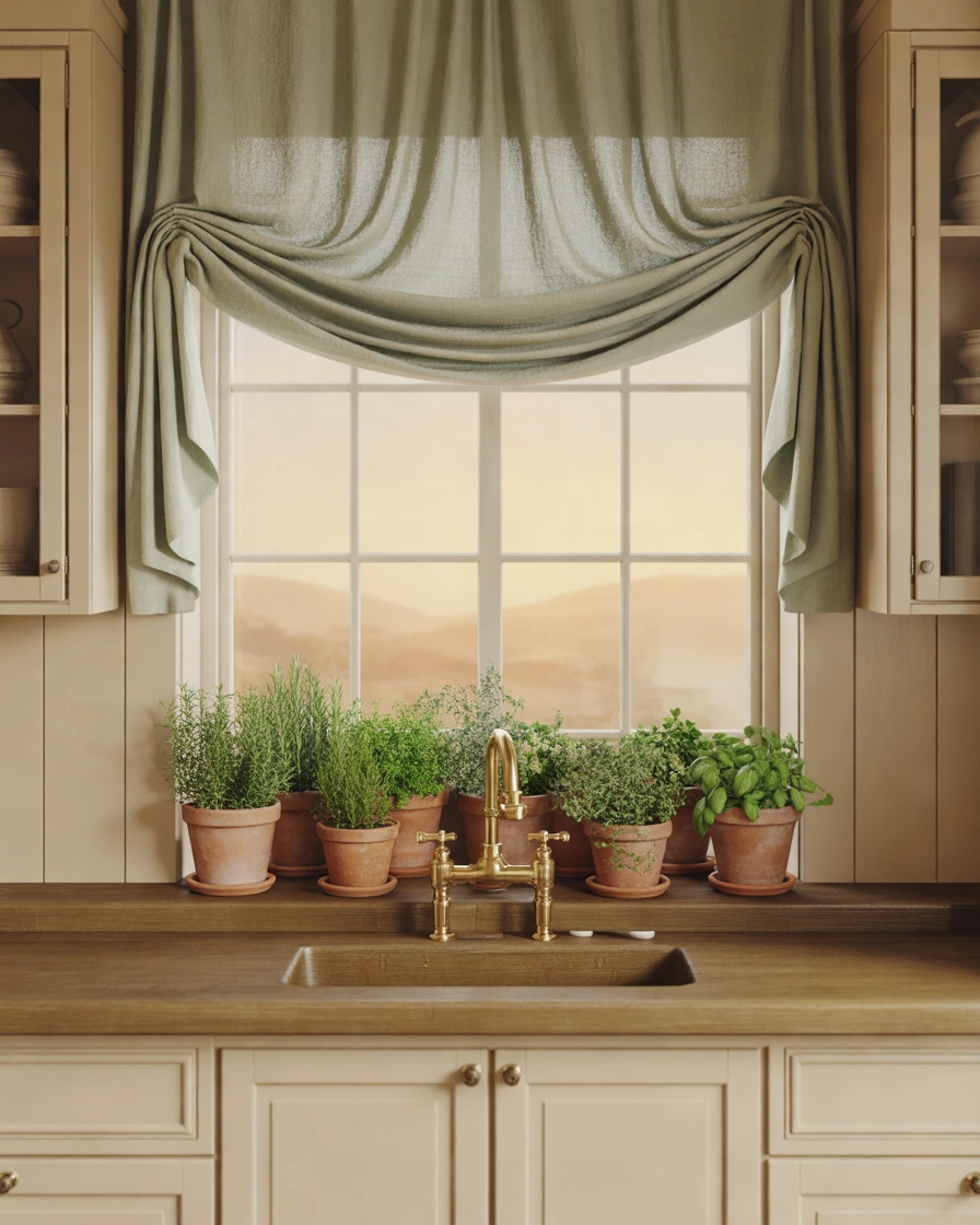 Sage Green Farmhouse Valance