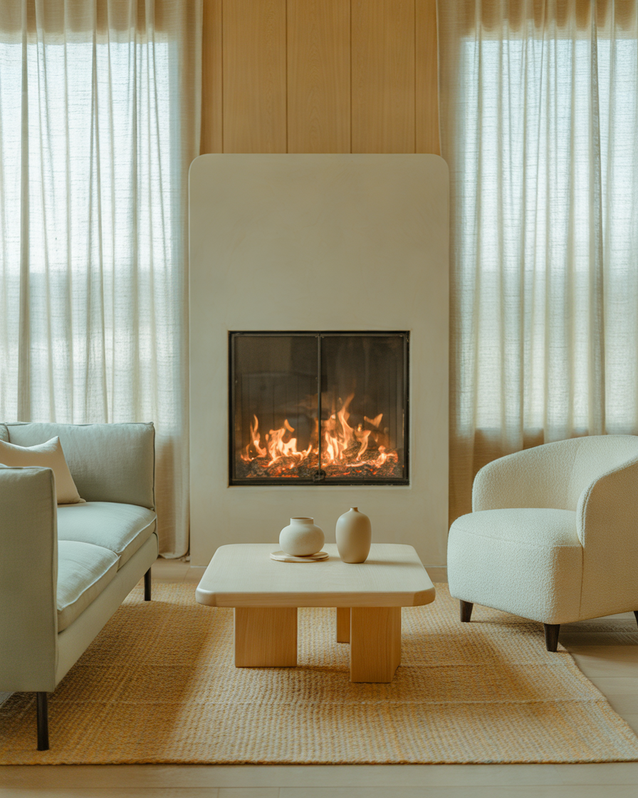 Scandinavian-Inspired-3-Sided-Fireplace-with-Natural-Wood