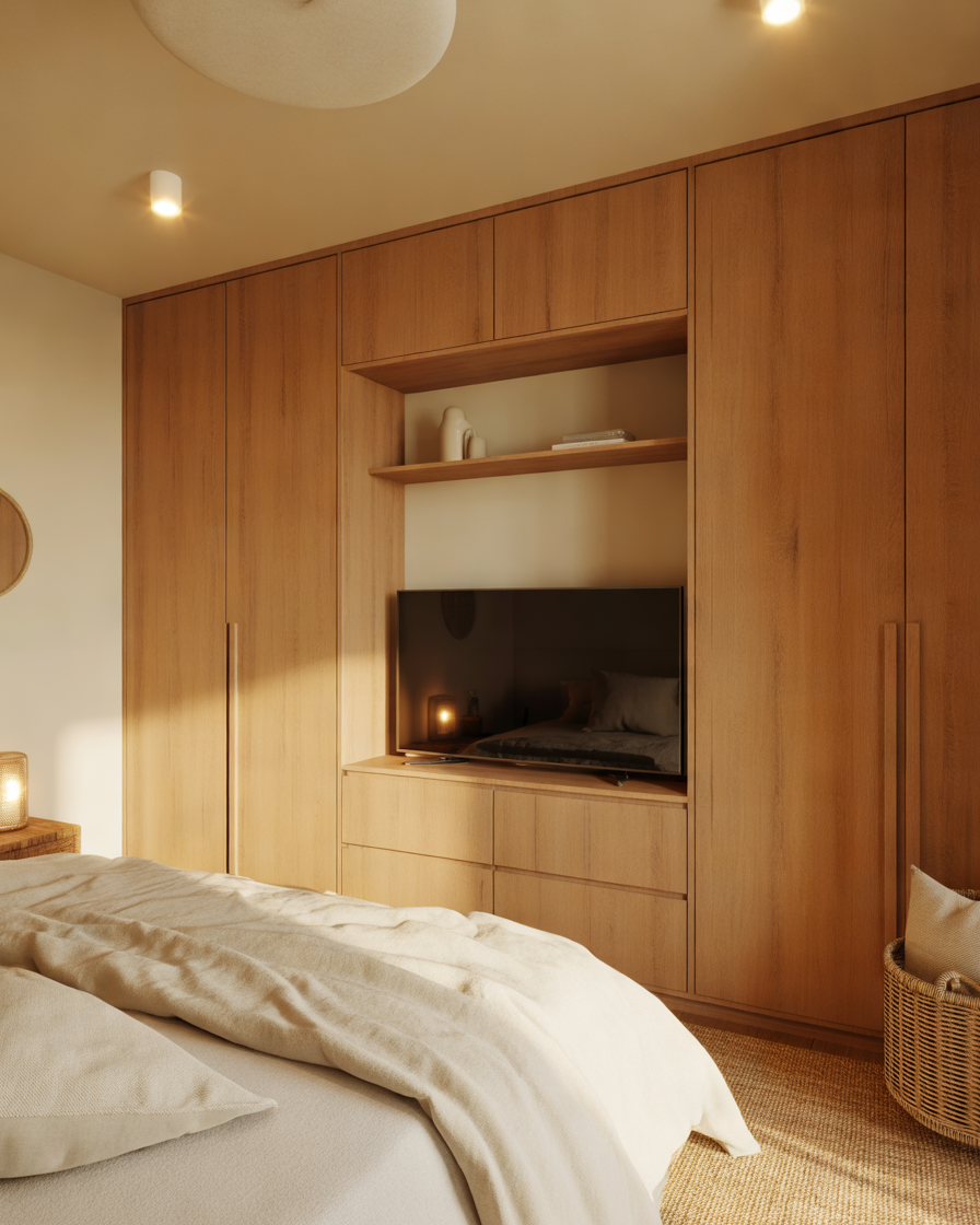 Scandinavian-Style-Wardrobe-With-TV-Integration
