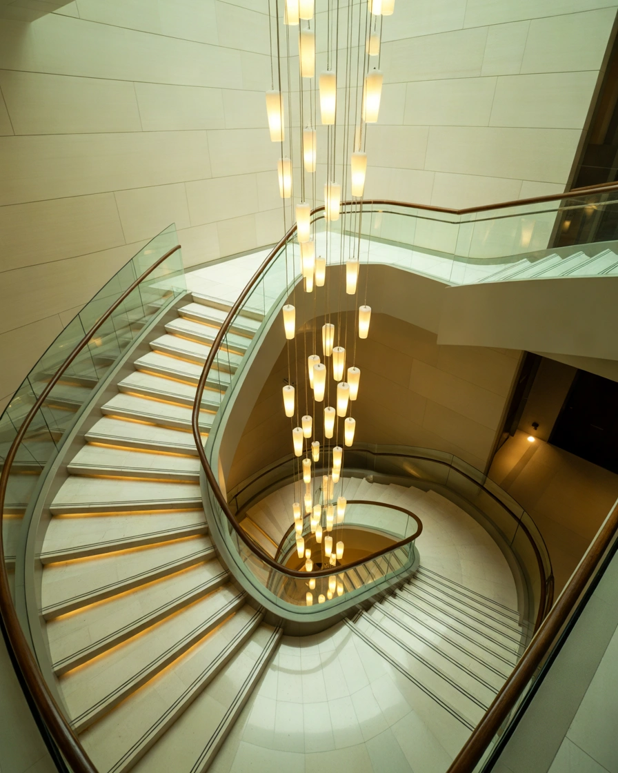 Statement Chandelier Staircase Ceiling