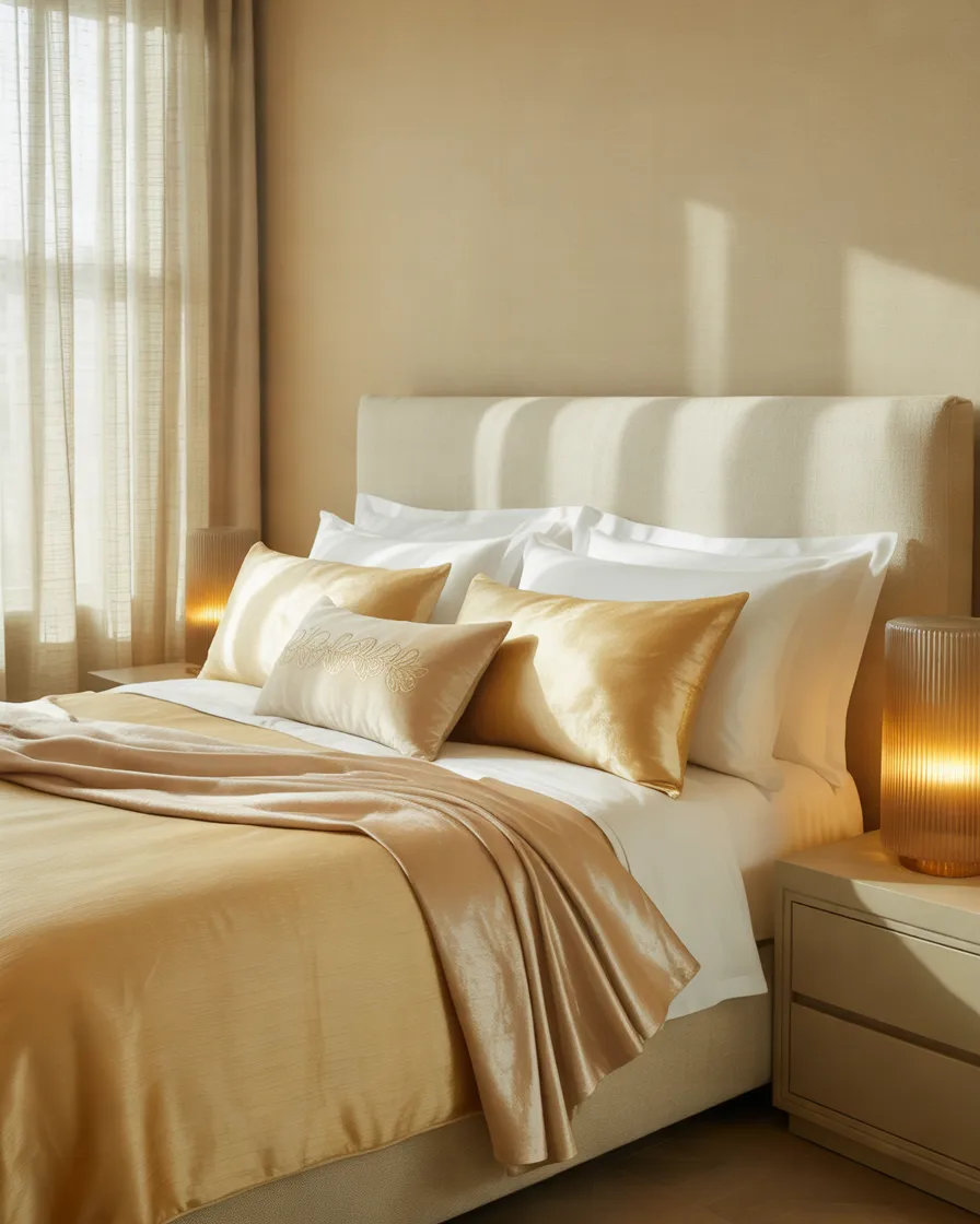 Style-Your-Bed-with-Gold-Bedding-and-Decorative-Cushions