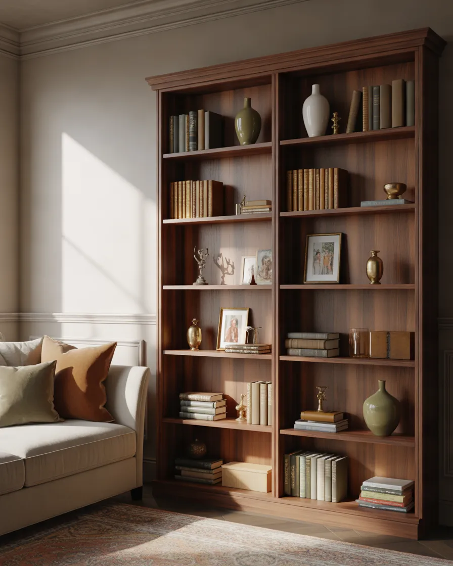 Style-a-Traditional-Bookcase-With-Books-and-Decorative-Objects