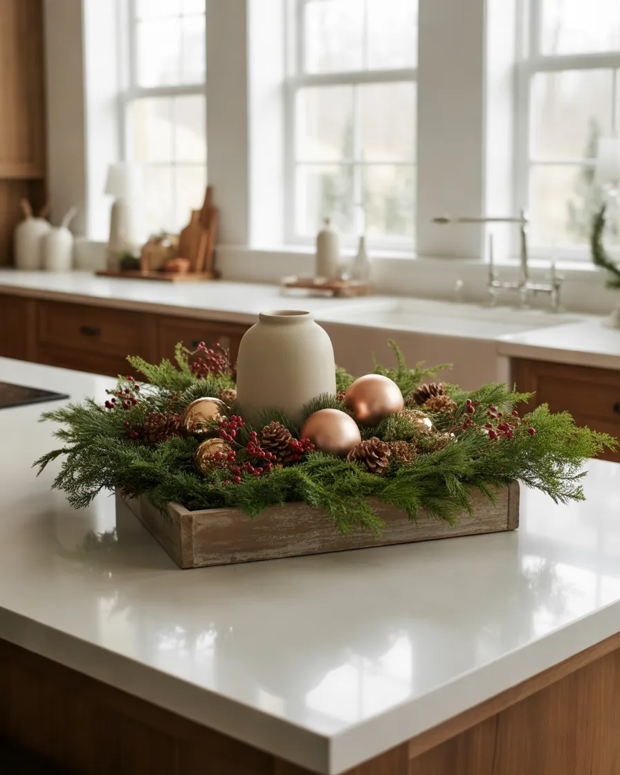 Style-the-Kitchen-Island-With-a-Christmas-Centerpiece
