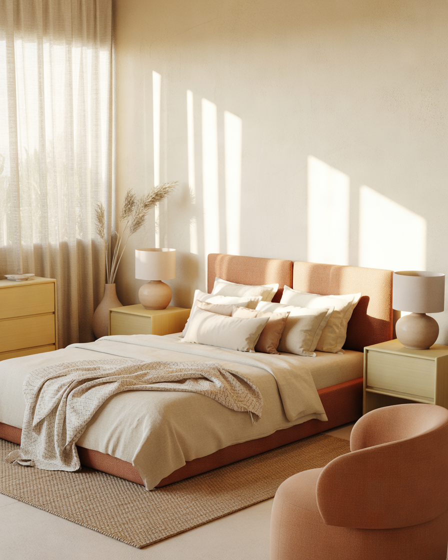 Terracotta-and-Light-Oak-Bedroom-Furniture