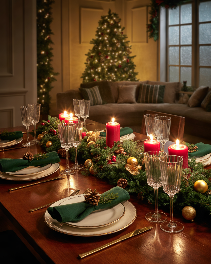 Traditional-Red-and-Green-Christmas-Table-Decoration