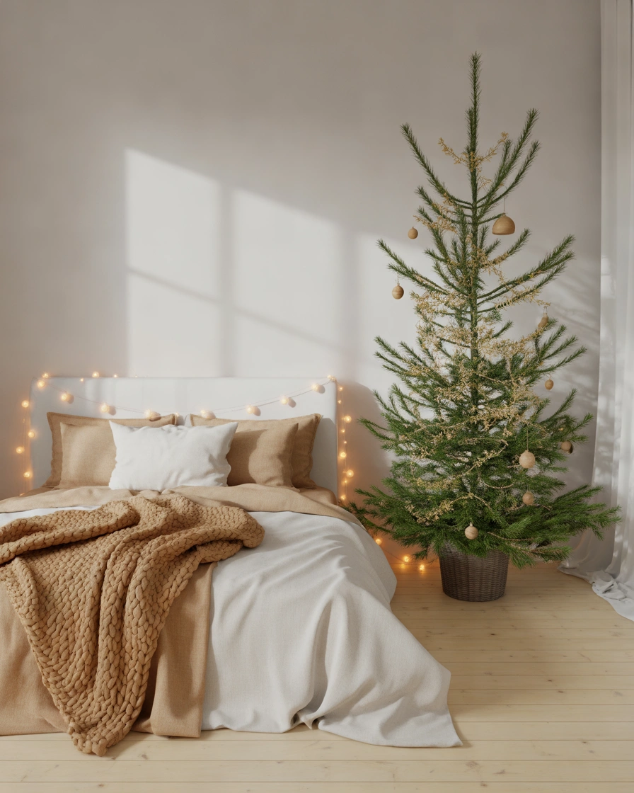 Try a Minimalist Neutral Christmas Bedroom