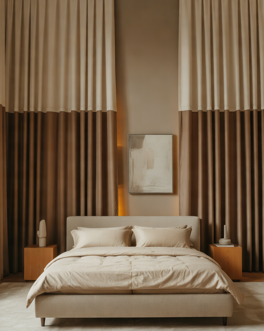 Two-Tone-Blackout-Curtains-for-a-Modern-Designer-Bedroom
