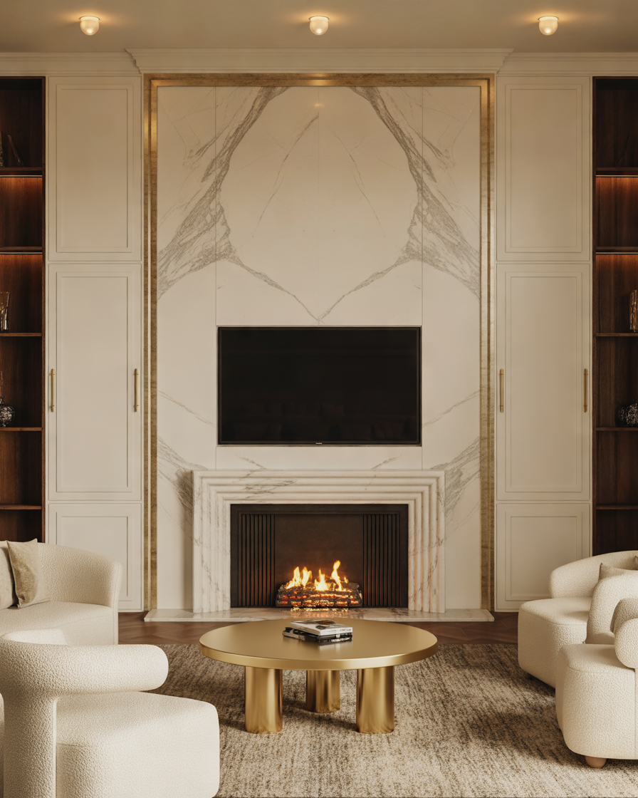 Use-Marble-for-a-Luxury-Fireplace-TV-Wall