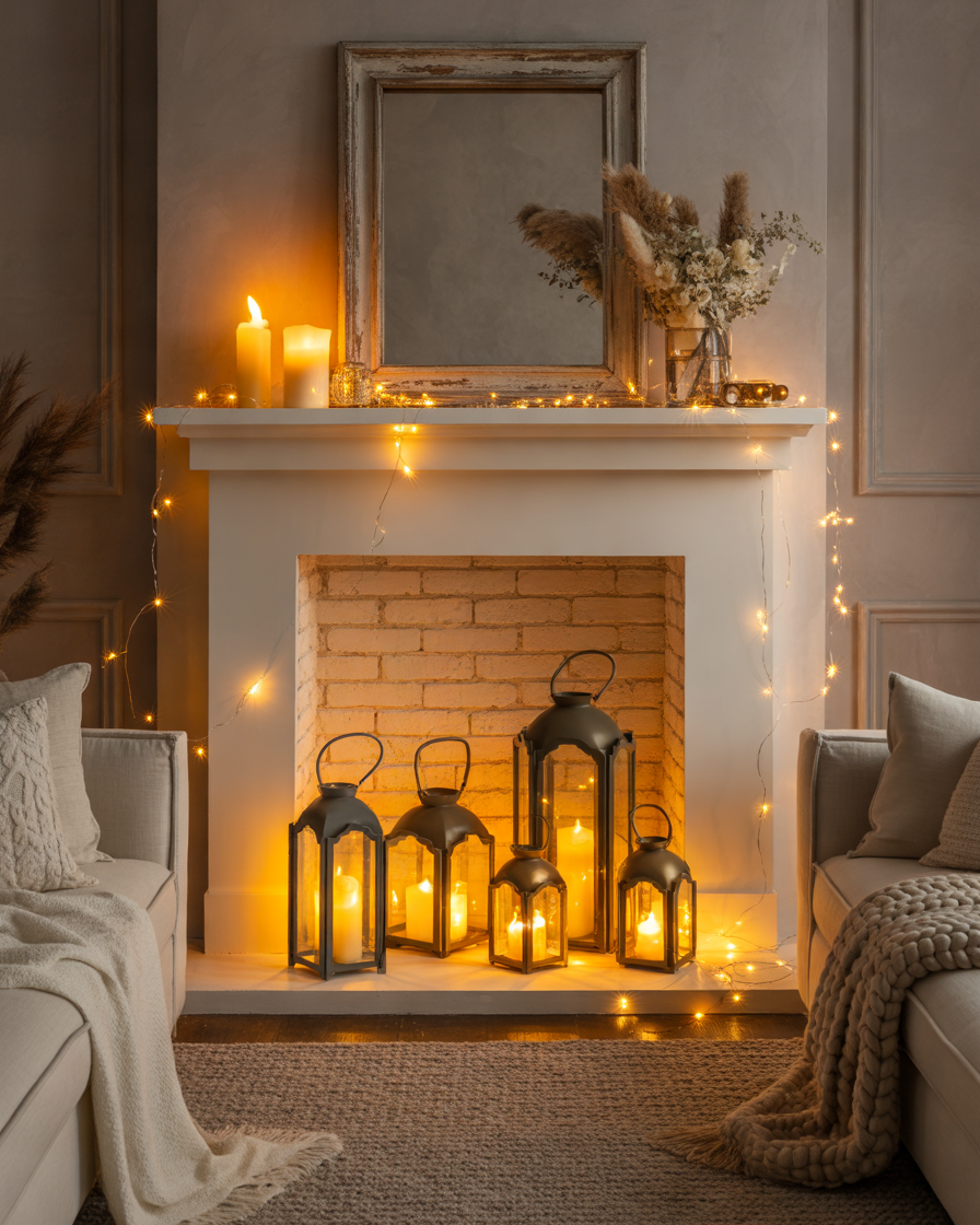 Use-Your-Non-Working-Fireplace-as-a-Display-for-Lanterns-and-Fairy-Lights