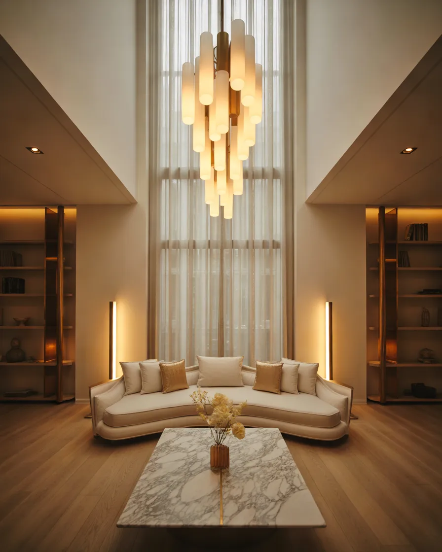 Use-a-Chandelier-for-a-More-Luxurious-Living-Room