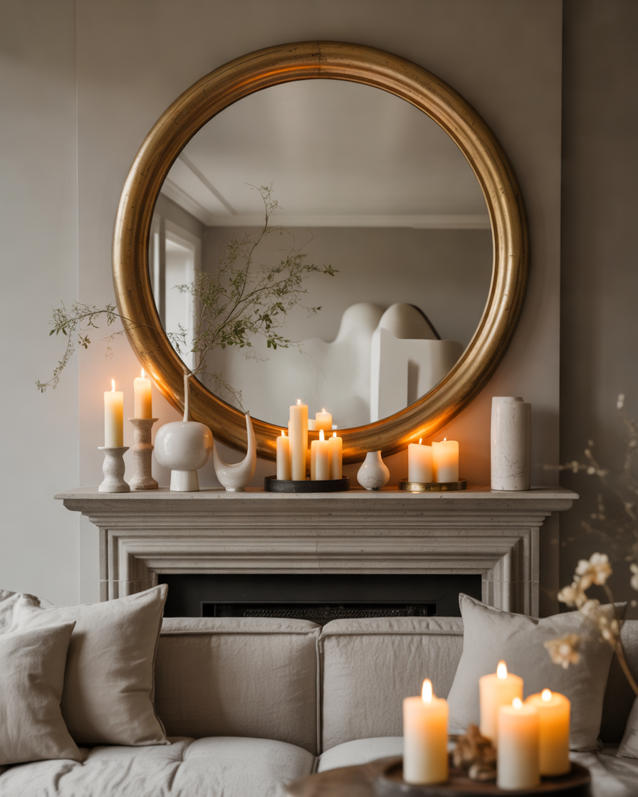 Use-a-Large-Mirror-Above-the-Fireplace-for-an-Elegant-and-Spacious-Feel
