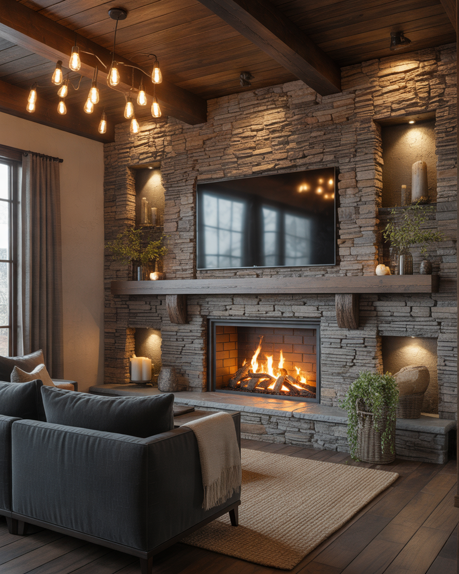 Use-a-Stone-Fireplace-Surround-for-a-Natural-Look