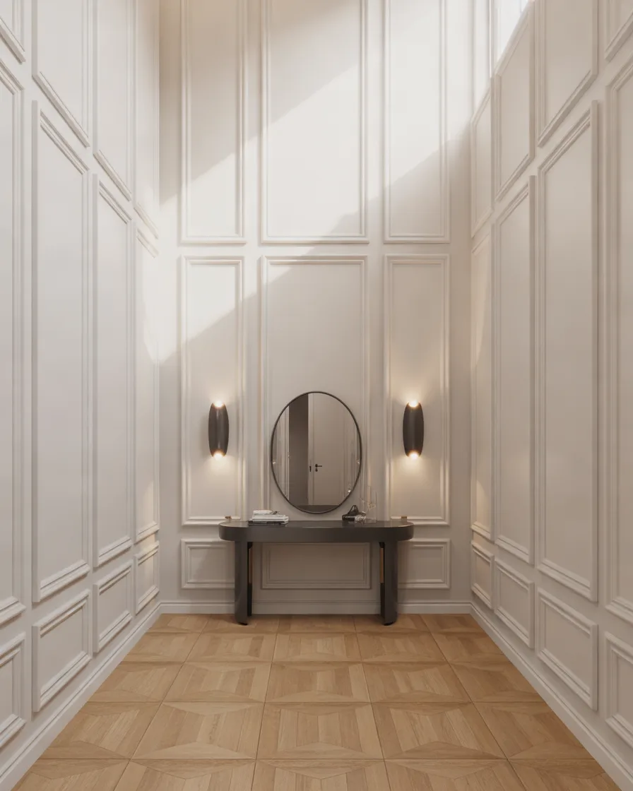 White-Full-Wall-Panelling-with-Black-Accents