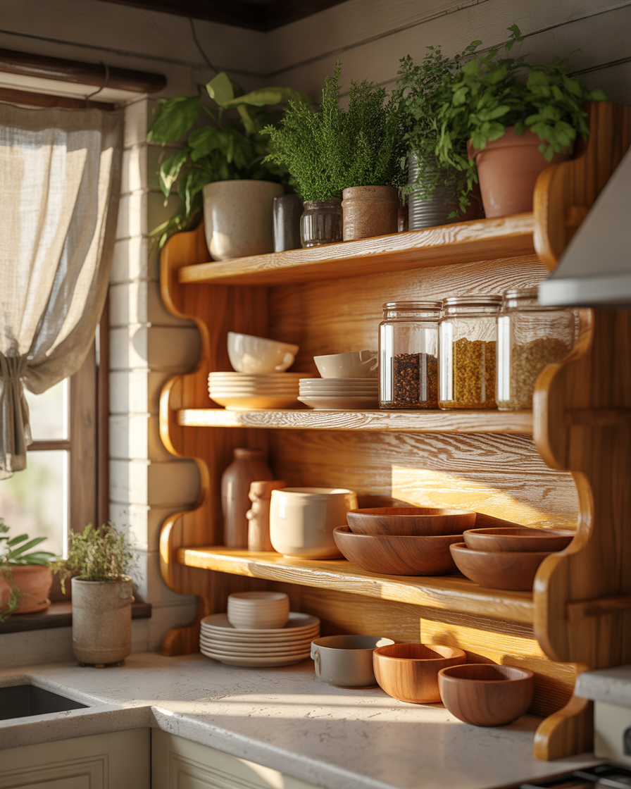 Wooden-Kitchen-Rack-Design-for-a-Warm-and-Natural-Look